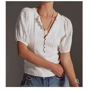 Pilcro White Puff Sleeve Top